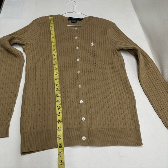 Ralph Lauren sport Tan Cable Knit Cardigan Sweater size L NWOT - Picture 3 of 9